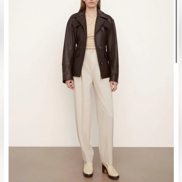 Vince Leather Safari Jacket Size Small NWT Black Truffle - Picture 2 of 5